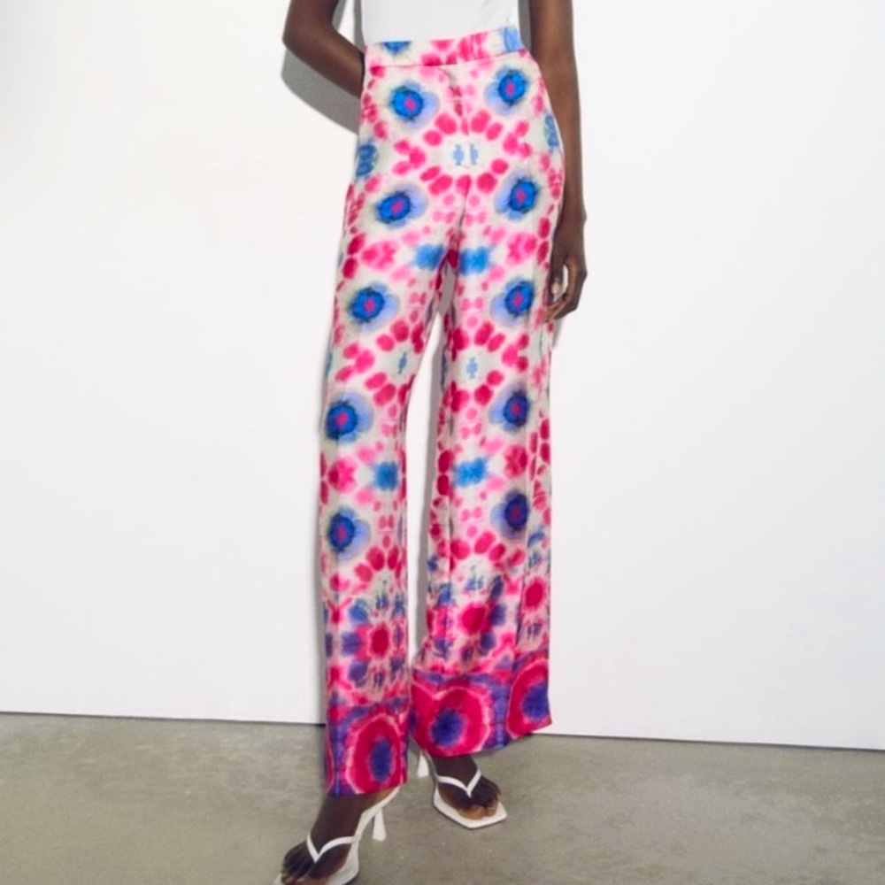 Zara Printed Wide Leg Pants